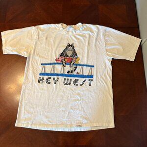Vintage B Kliban Crazy Shirts Cat Fishing Key West Florida Shirt XL